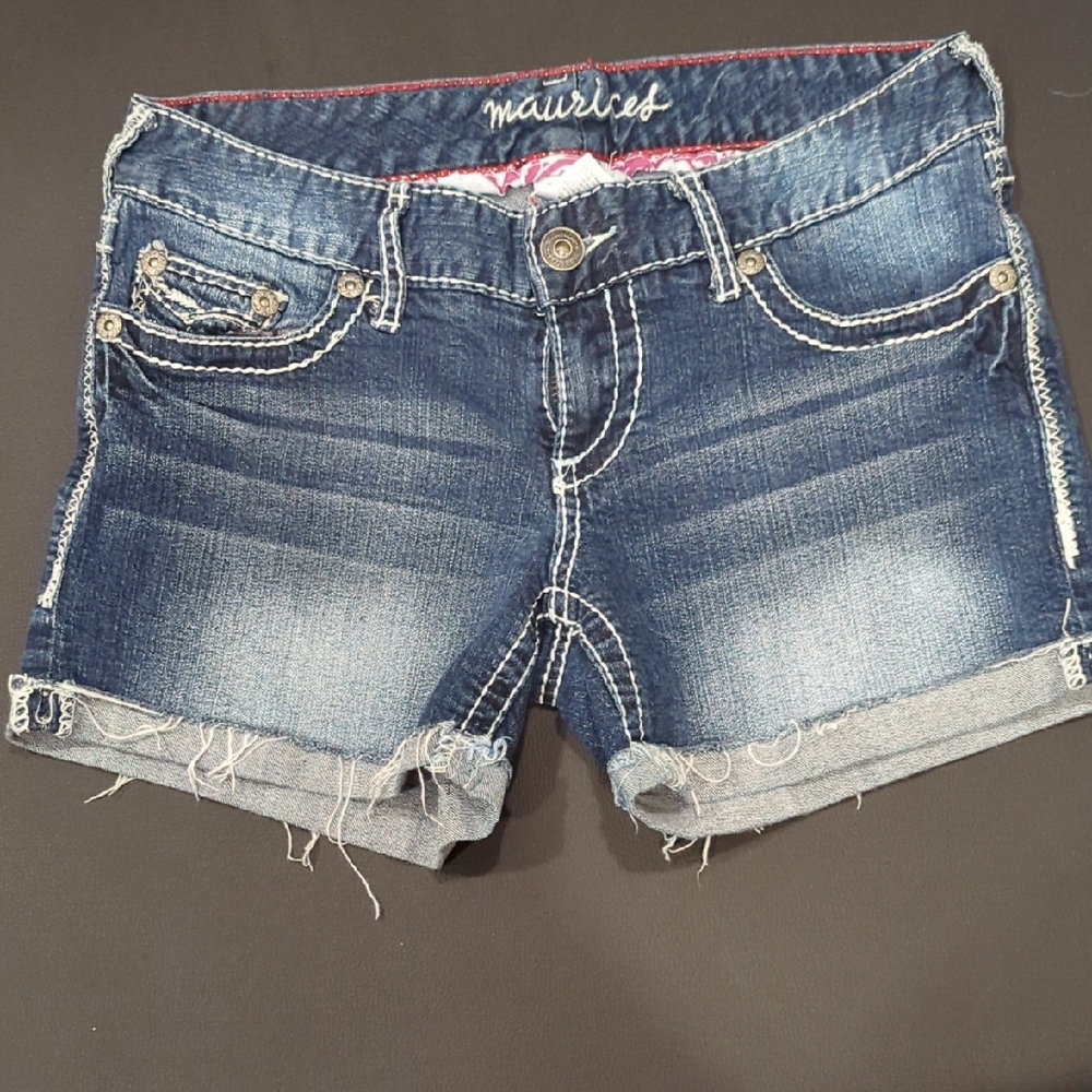 Maurices Blue Jean Shorts with Distressed Hems